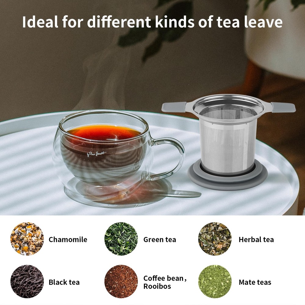 Stainless Steel Loose Leaf Tea Infuser Strainer with Extra Fine Mesh, 2-Pack