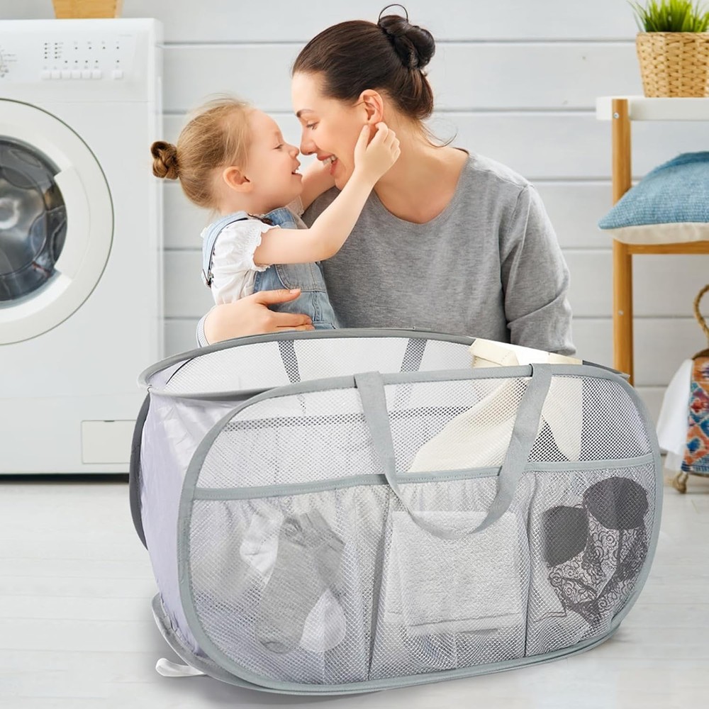 Collapsible Laundry Baskets 4 Pack Pop Up Hamper Mesh Foldable Clothes Bin
