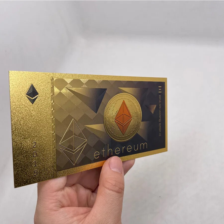 Ethereum Commemorative Gold Foil Note -Virtual CryptoCurrency Ledger ETH New