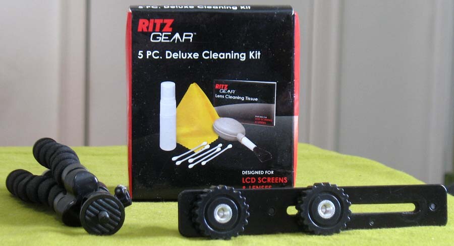 Ritz Gear 5 pc Deluxe Cleaning Kit, Mini Tri-pod & Flash/Camera Bracket