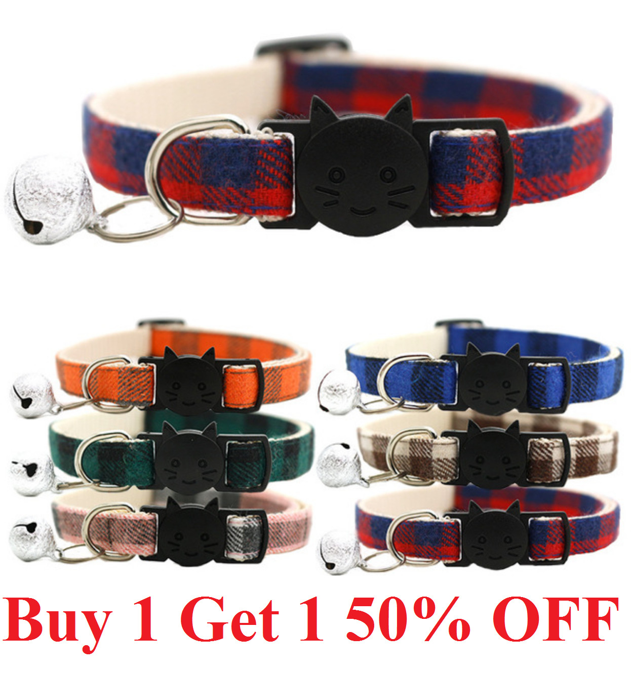 Breakaway Nylon Cat Safety Collar with Bell for Cat Kitten adjustable