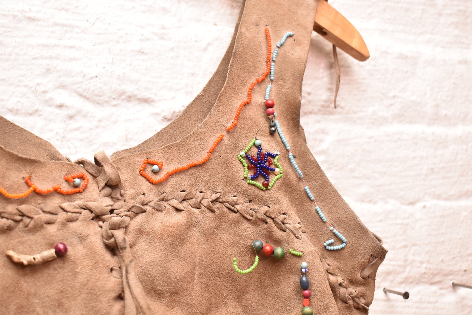 Antique Native American Santee Sioux Indian Beaded Leather Vest Shirt Women's