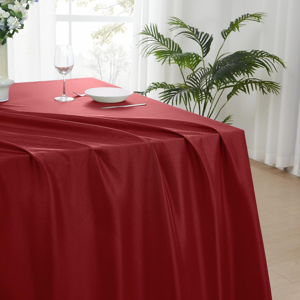 Rectangle Tablecloths 90x132 Inch 2 Pack Red Tablecloth for 6ft Washable Deco...