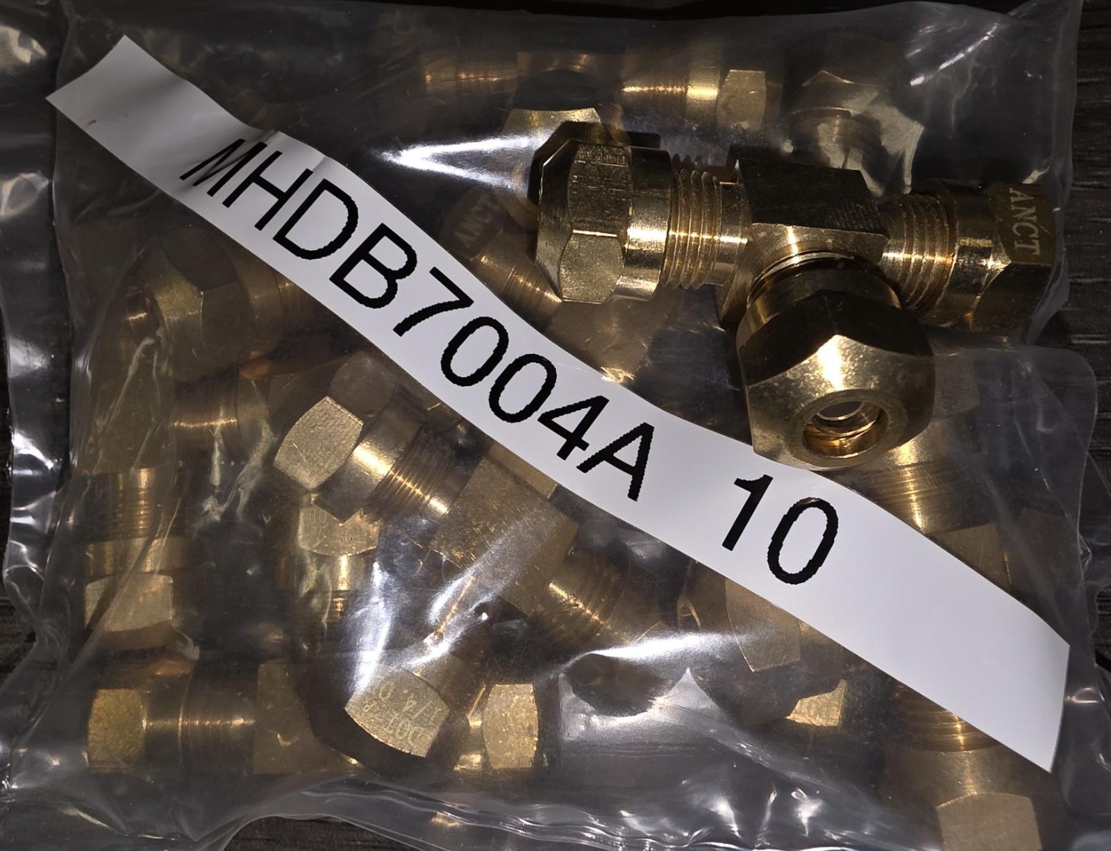 Brass Compression Tee Fitting Union - 1/4" - Pack of 10