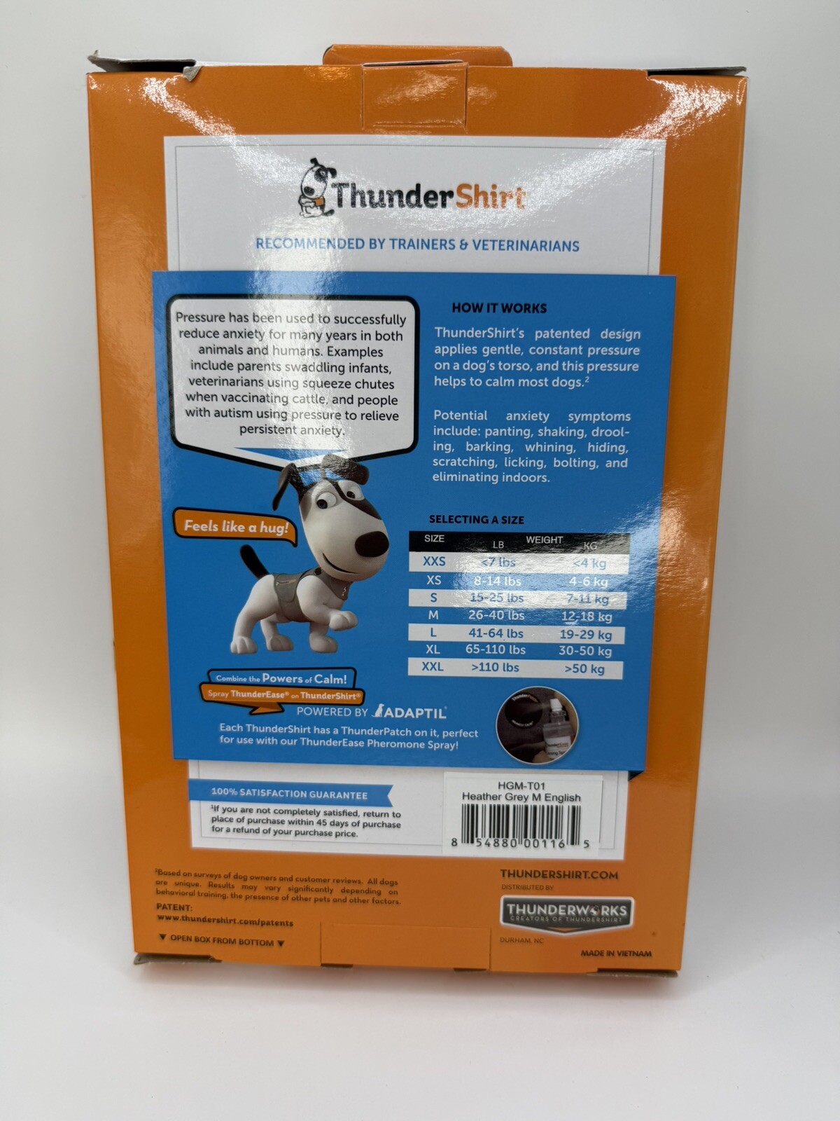 Thundershirt Dog Anxiety Jacket. Medium Solid Grey 26-40 Lbs.