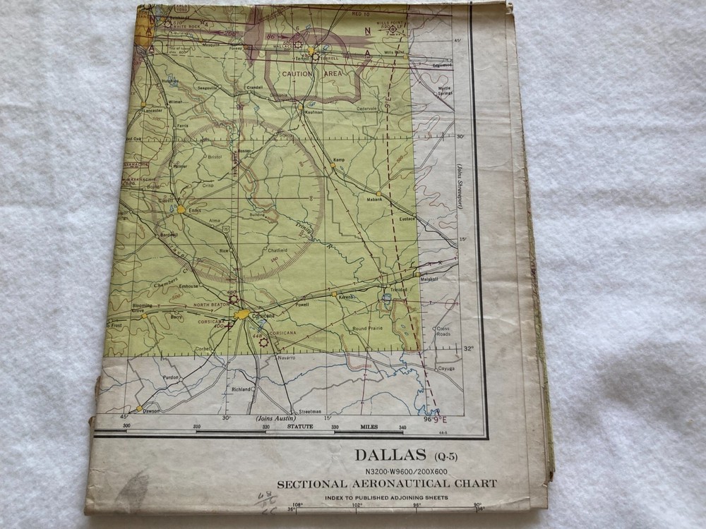 1944 -45 WWII Sectional Aeronautical Chart Pilot Map Assorted Cities