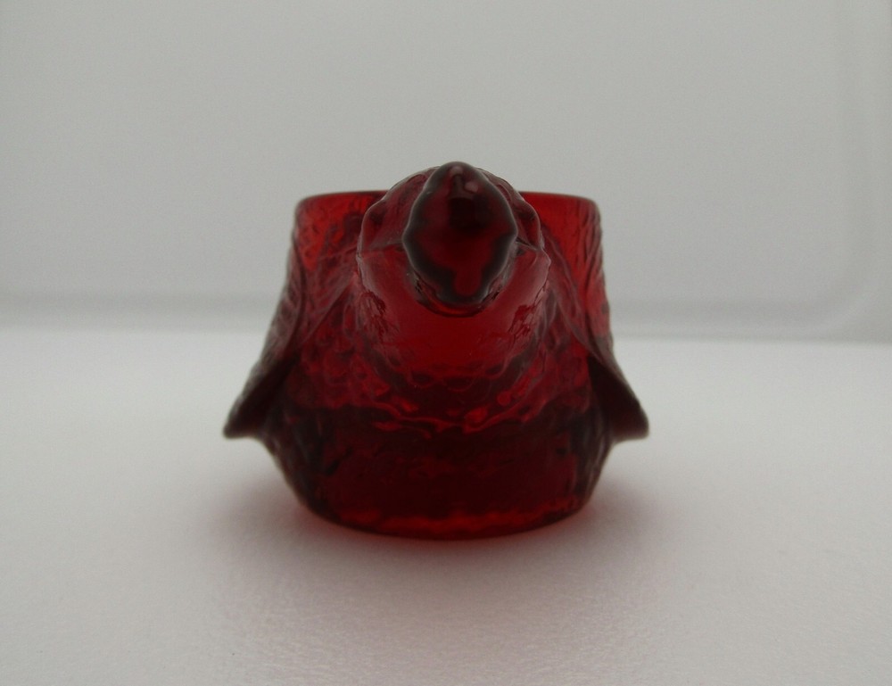 E.E. Ed Bowman 2009 Ruby Red Summit Bird with Berry Open Salt Dip Candle Holder