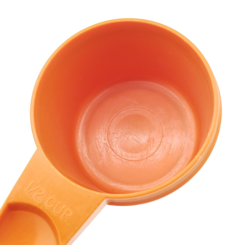 Vintage Tupperware Plastic Measuring Cups Nesting Baking Cook Retro Orange READ
