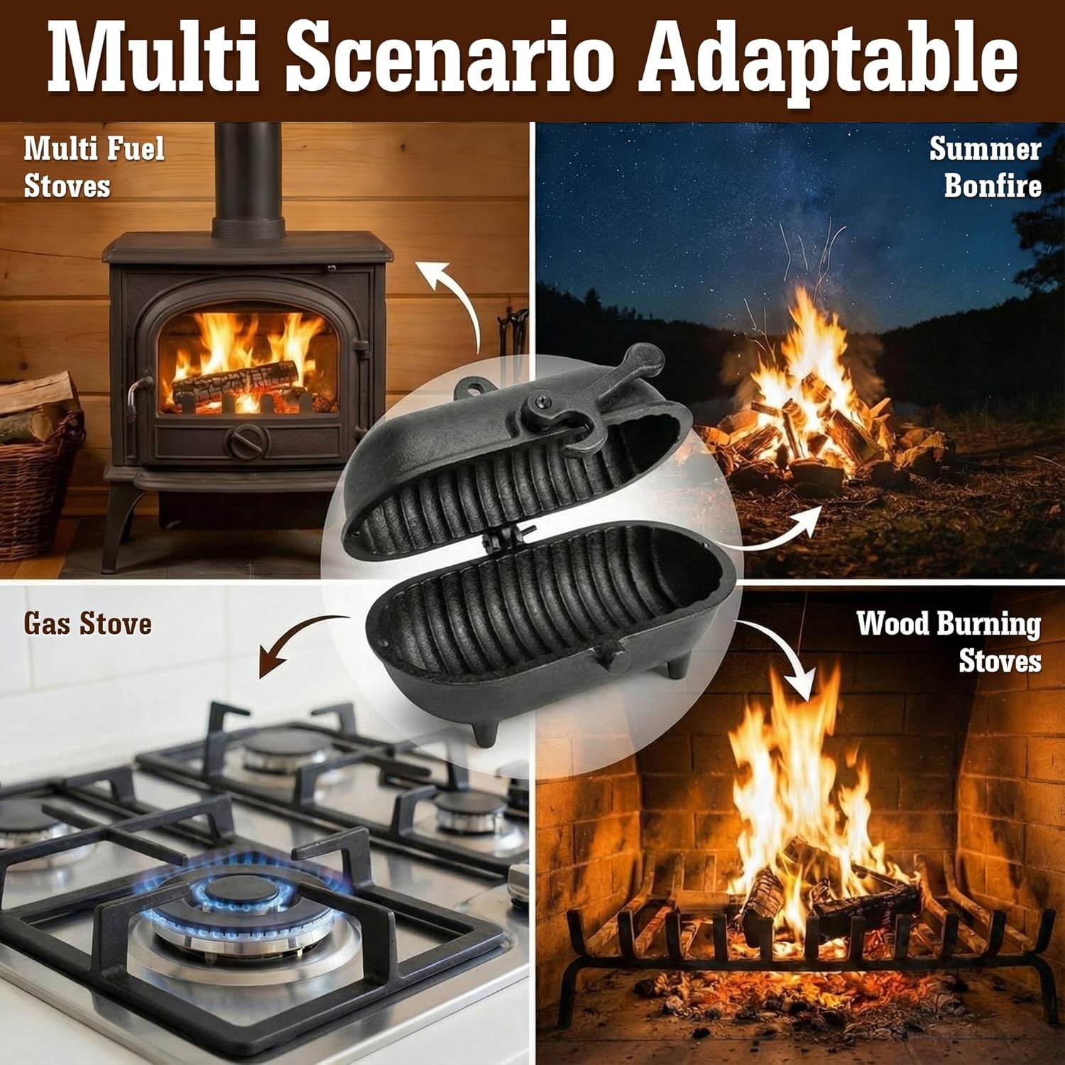 Cast Iron Baked Potato Cooker Latch Cast Iron Potato Roaster for Wood Burners