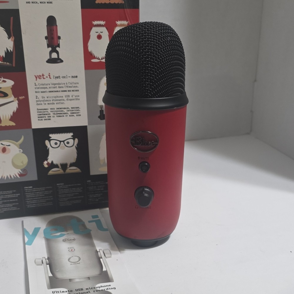 Blue Yeti USB Freestanding Microphone Red Mute Button Adjustable Gain