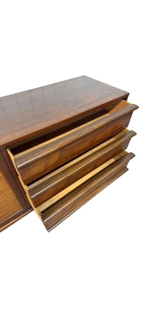 Mid-Century Modern Lane Rhythm Walnut & Cane Sideboard - REFINISHED