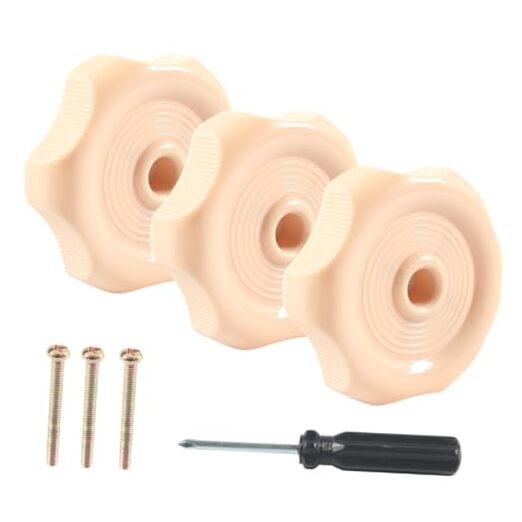 3 Pack White RV Window Vent Knobs - 2.24" Diameter with 1" Shaft - Heavy Beige