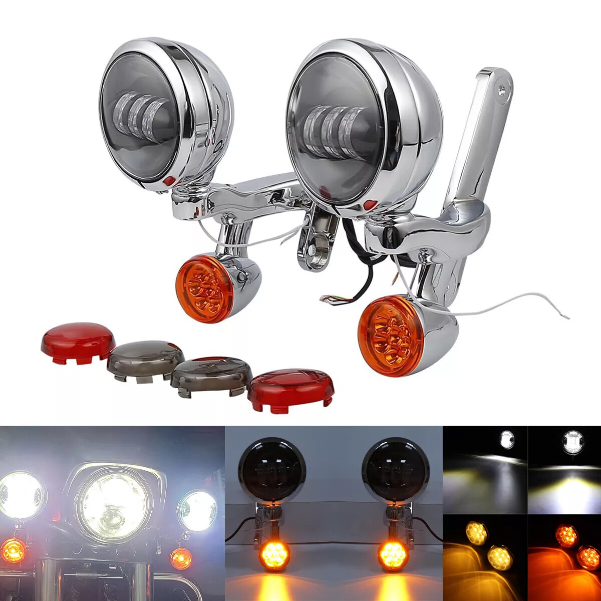 Fit For Harley Street Glide Auxiliary Fog Passing Light Brackets & Turn Signals