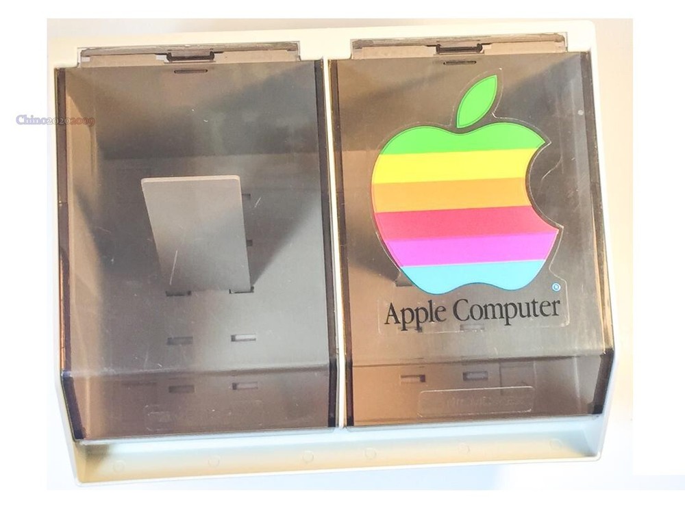 Vintage Floppy Disk Storage Case w/ Apple Computer Stickers