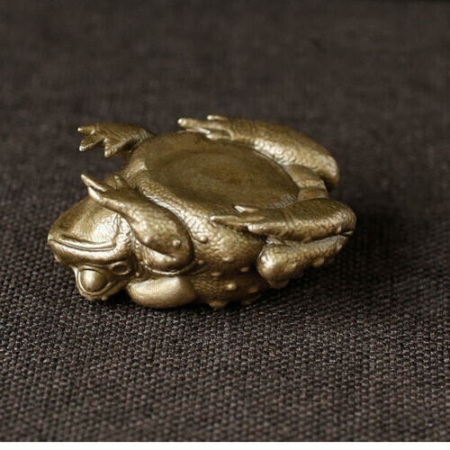 Antique Bronze Sculpture of Solid Brass Toad Small Ornament