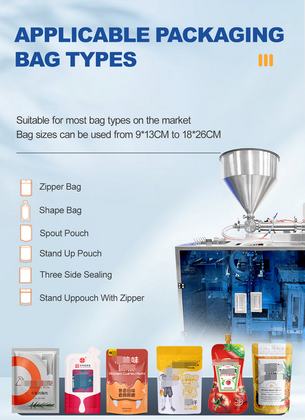 Automatic 50-500ml Liquid Paste Premade Bag Filling Bagging Machine