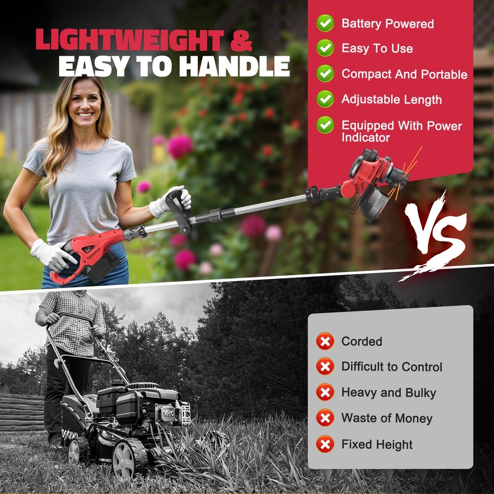 Cordless String Trimmer Compatible with Milwaukee 18V (Tool Only), Weed Eater...