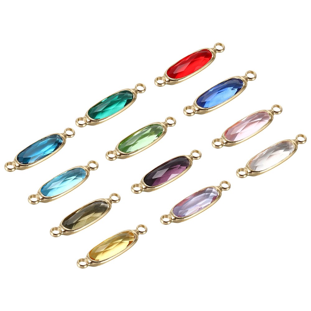 Birthstone Connector Link, 12Pcs Diamond Links, Round,
