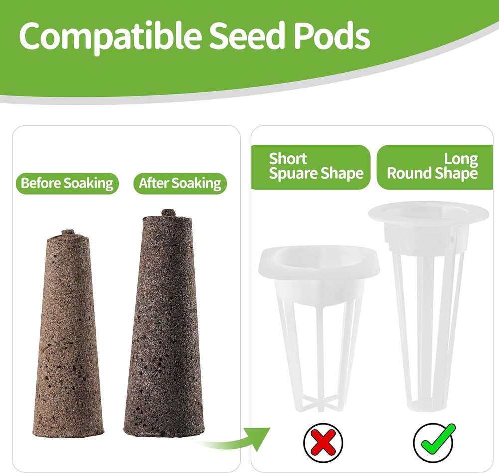30 Pack Grow Sponges Replacement Seed Pods for Hydroponic Systems with Labels