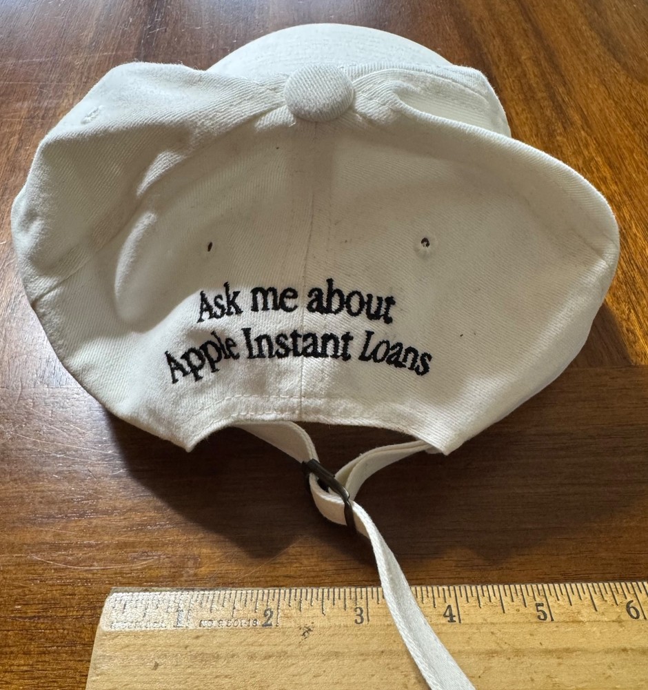 Apple Baseball Hat Cap White Black Apple Bit Logo Apple Instant Loans backside
