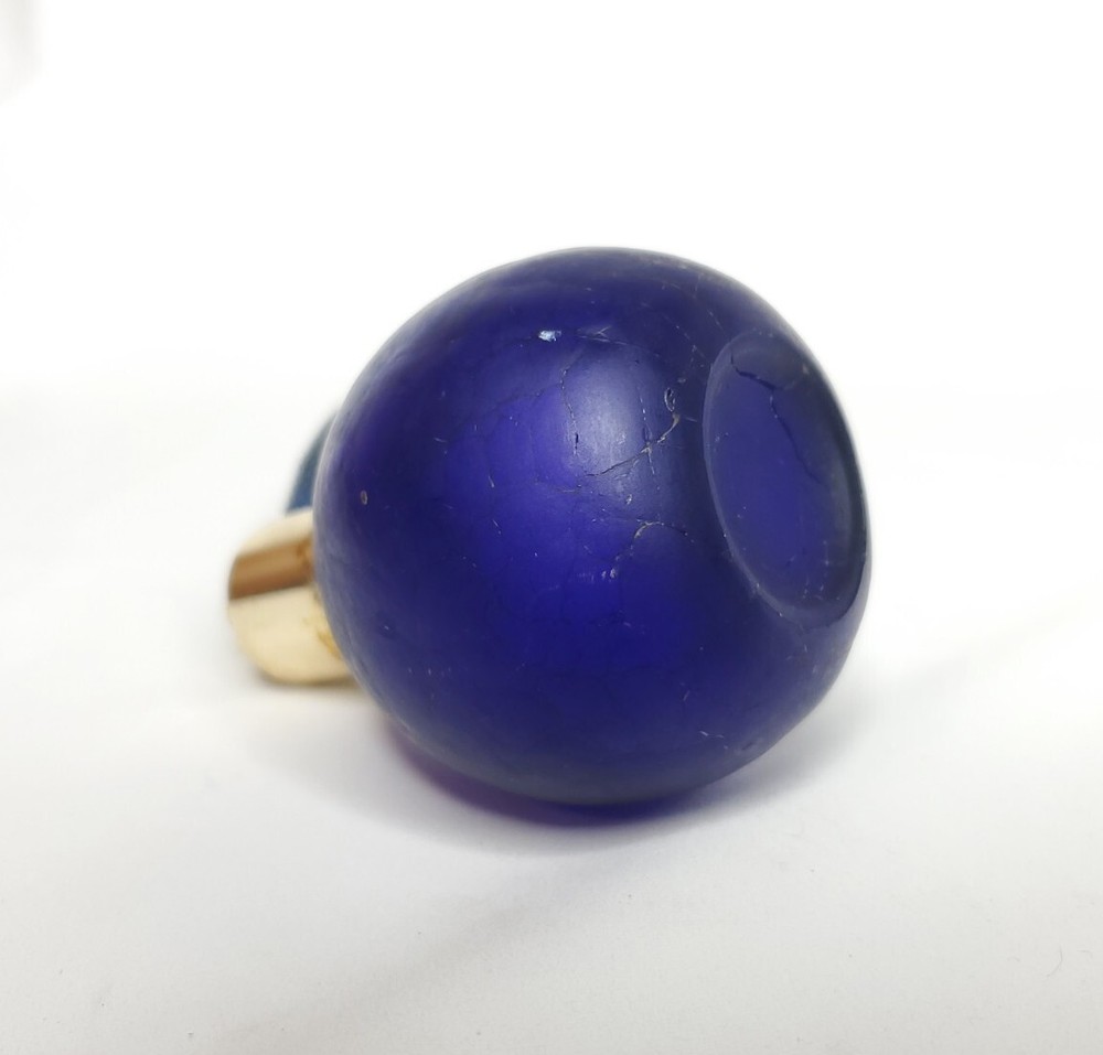 Vintage Dark Blue Glass(?) Perfume Bottle with Atomizer