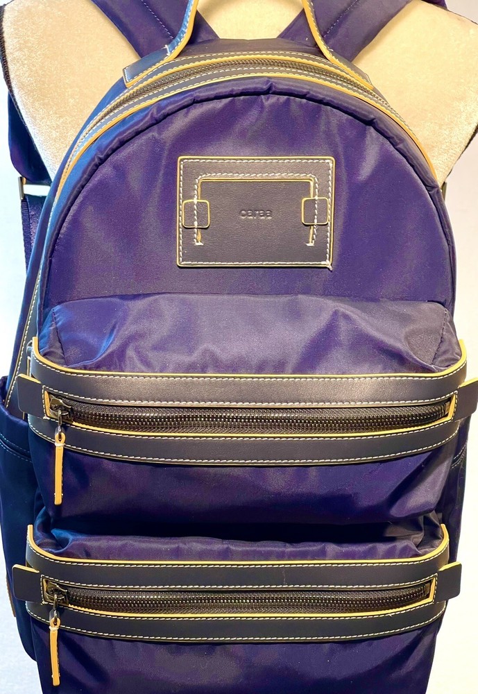 CARAA Apartment Blue Nylon Medium Backpack Zippers Padded Adjustable Straps