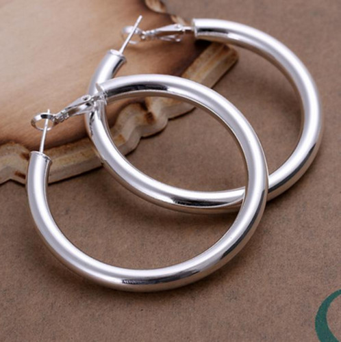 Womens 925 Sterling Silver Large 50mm Round Circle Hoop Earrings #E91