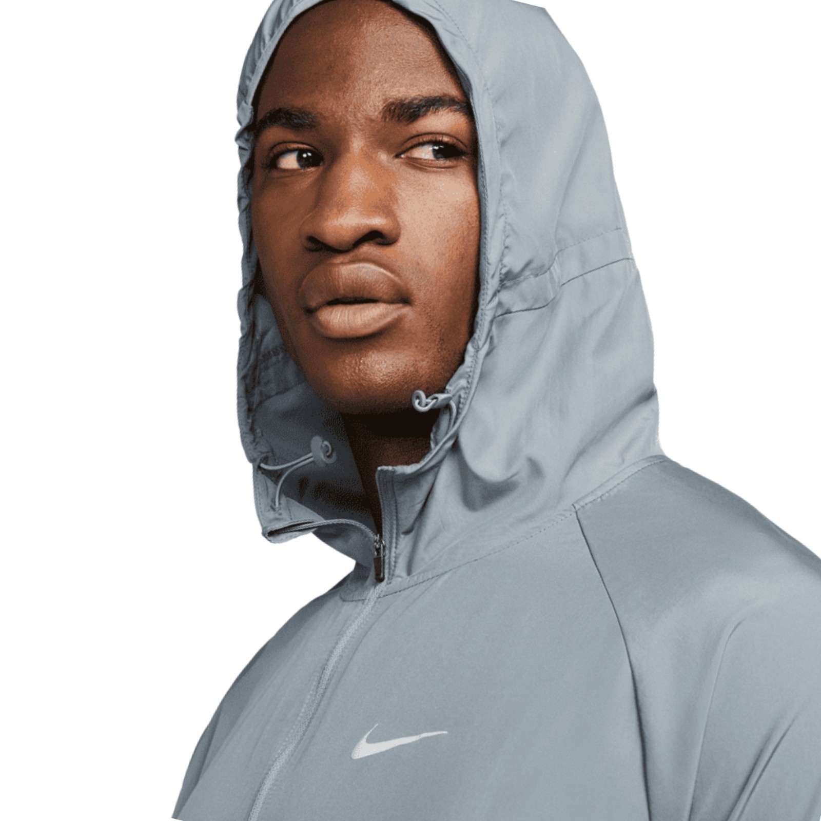 NIKE Miler Repel Running Jacket sz S Small Gray Reflective Packable