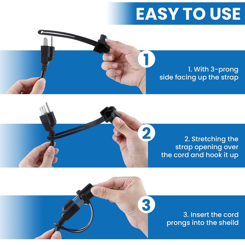 Feekoon 2 Pack 3 Prong Plug Protector for Engine Block Heater Cords, Black