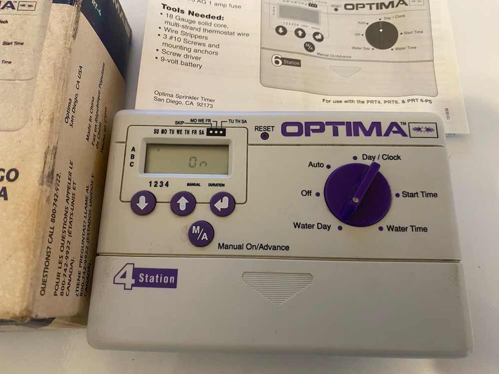 PRT-4 Optima Station Single Program Sprinkler Timer Garden Watering Controller