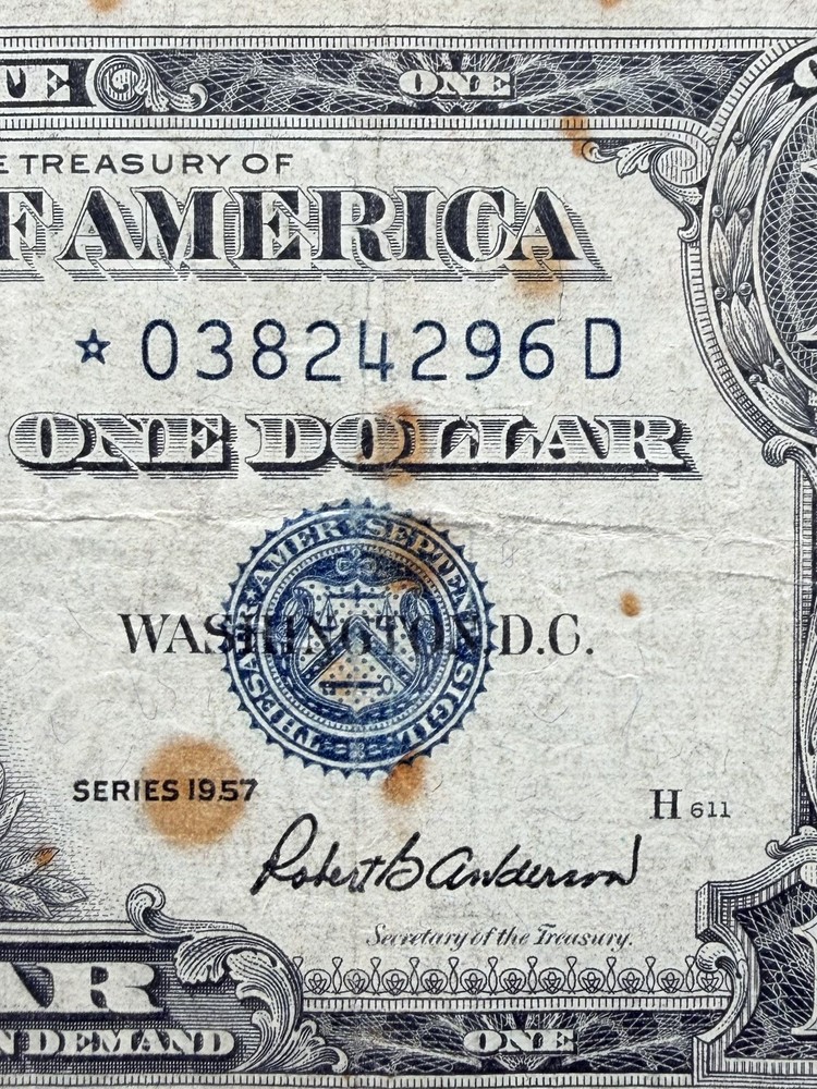 **STAR** 1957 One Dollar Bill ($1) Silver Certificate Star Note