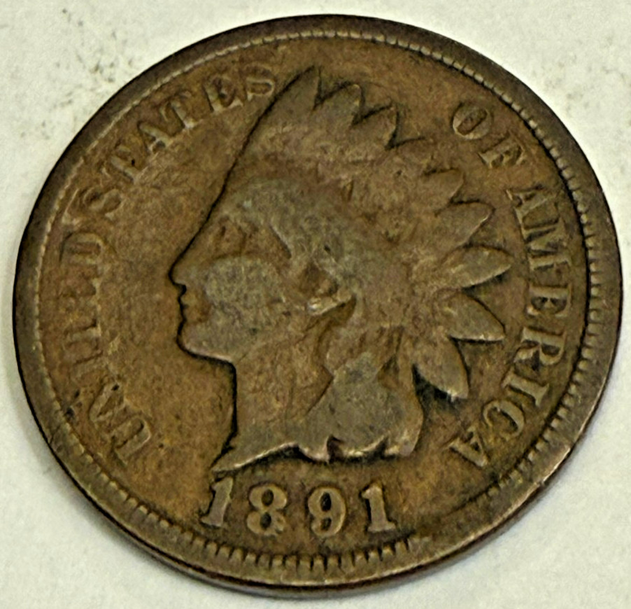 1891 Indian Head Cent - Actual Coin Shown