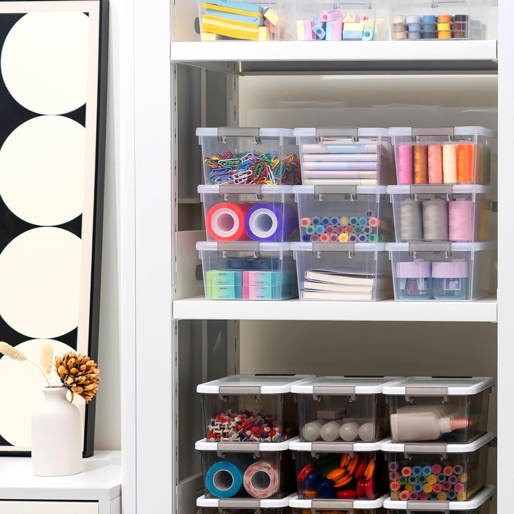 1.3 QT 10 Pack Small Storage Bins Plastic Storage Container Stackable