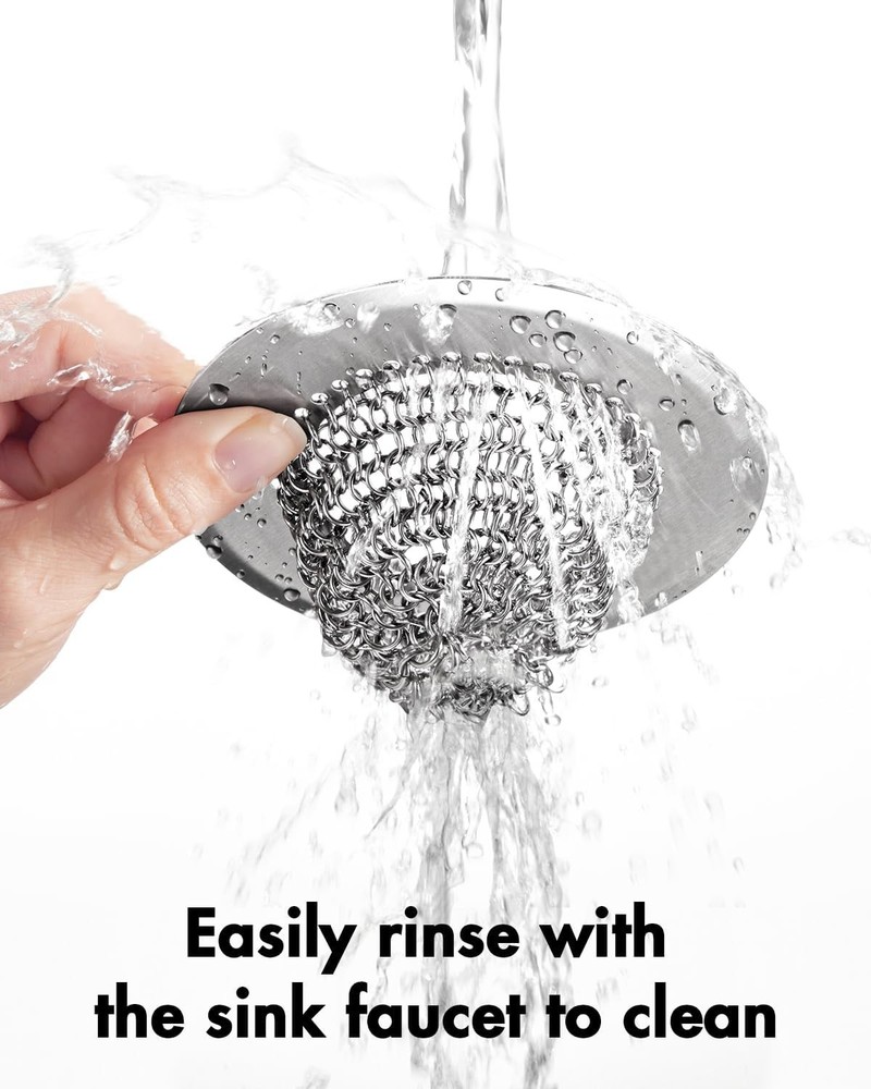 Reversible Chain Mesh Sink Strainer - Rust-Proof & Dishwasher Safe for Easy Care