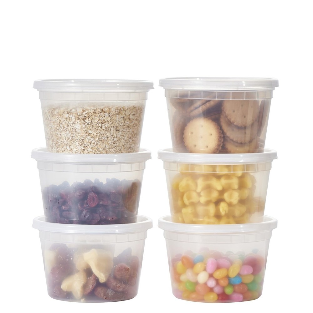 16 oz. Plastic Deli Containers With Lids, 48 Sets - Leakproof, Stackable, BPA...