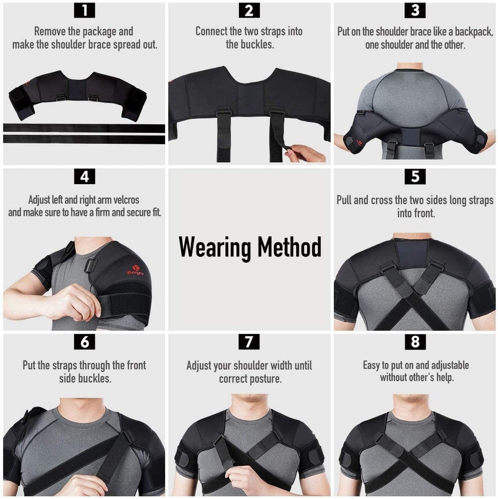 Kuangmi Double Shoulder Support Brace Strap Wrap Neoprene Protector XXL