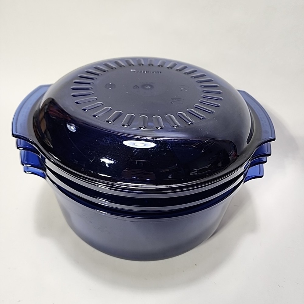 Tupperware - 5 PC Microwave 3 QT. Stack Cooker Steamer Blue