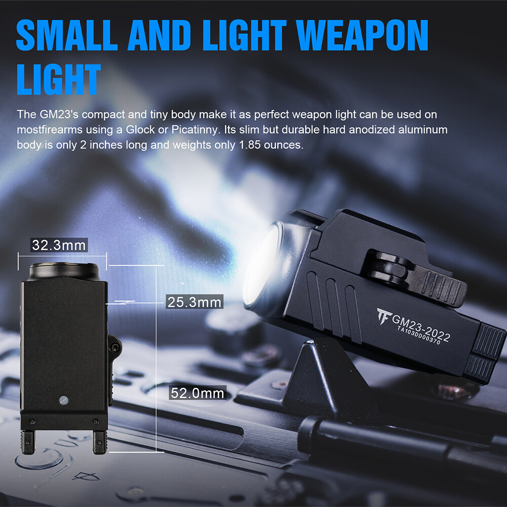 Trustfire Compact Tactical Handgun Mounted Pistol Light Glock Gun LED Flashlight