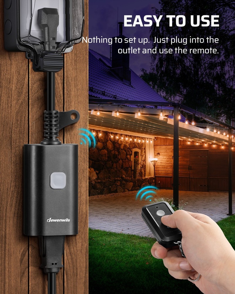 DEWENWILS Outdoor Remote Control Outlet, 15A Wireless Remote Control Switch,