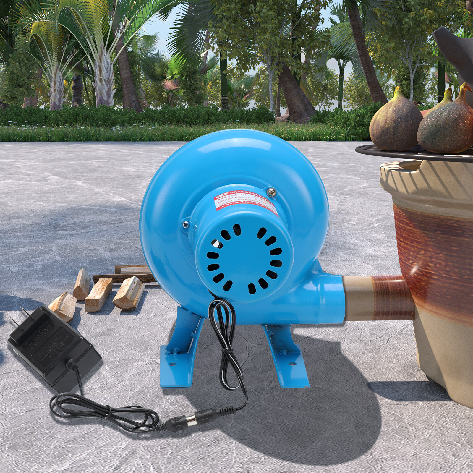 80W Combustion Blower Home Stove Fire Electric Fan Adjustable Speed 110V for BBQ