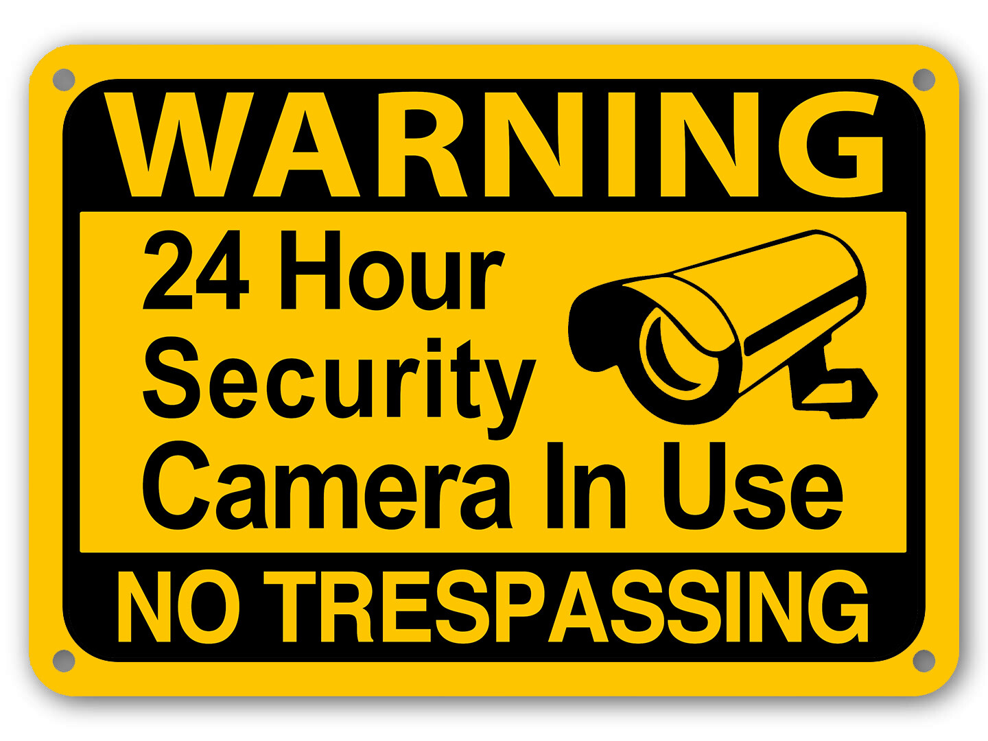 Yellow Warning 24 hour video surveillance No Trespassing Home Security cctv Sign