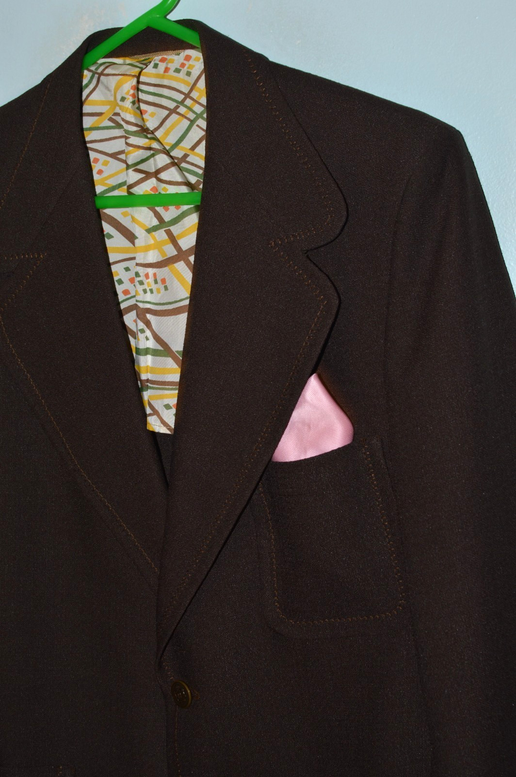 40L Long 40 L USA RATNER CLOTHES Mens Vintage Brown Polyester Blazer Suit Jacket