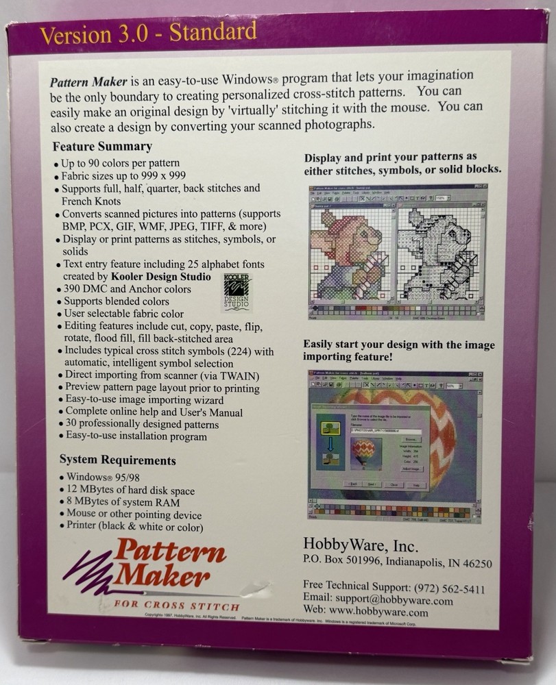 HobbyWare Pattern Maker for Cross Stitch Version 3.0 & Clipart Windows CD