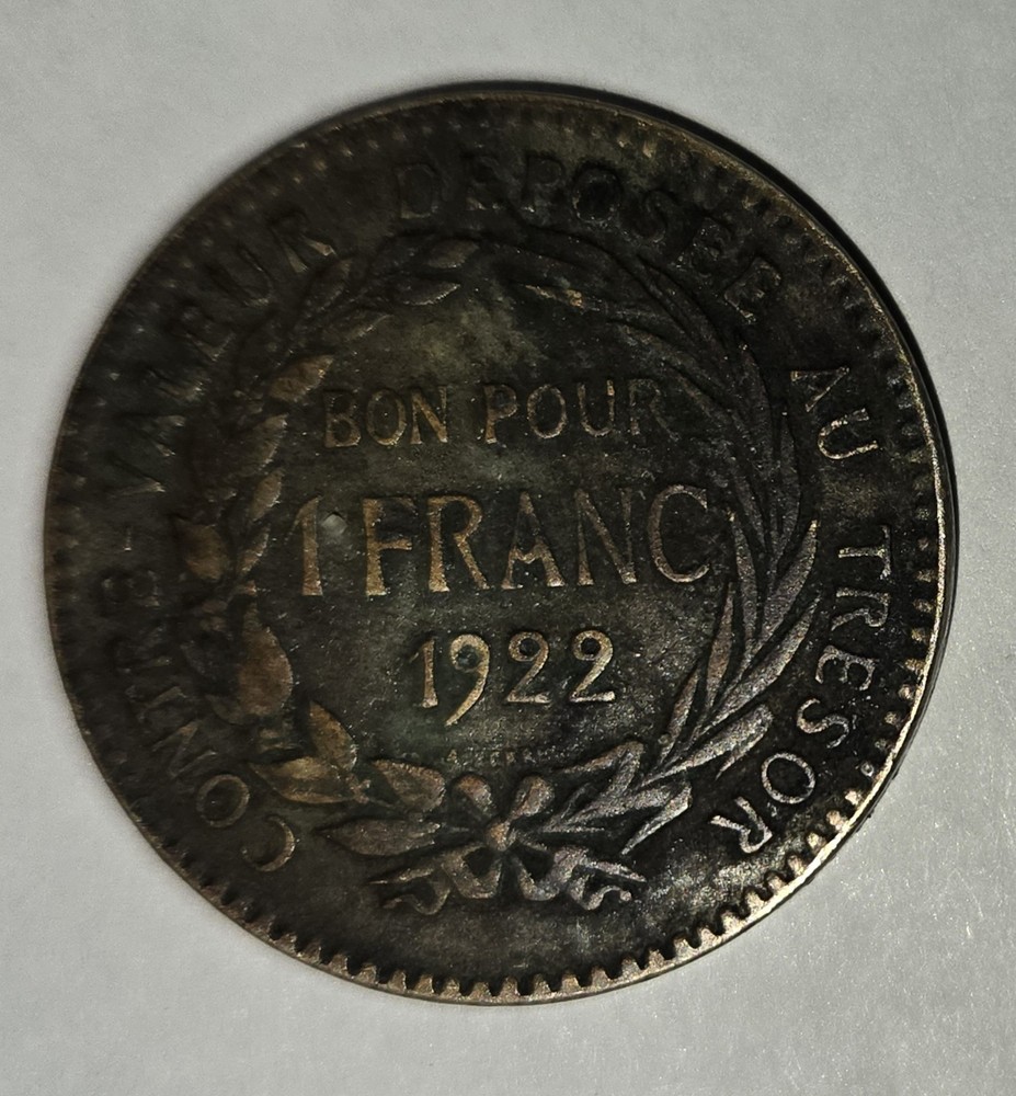 FRANCE MARTINIQUE 1922 1 Franc