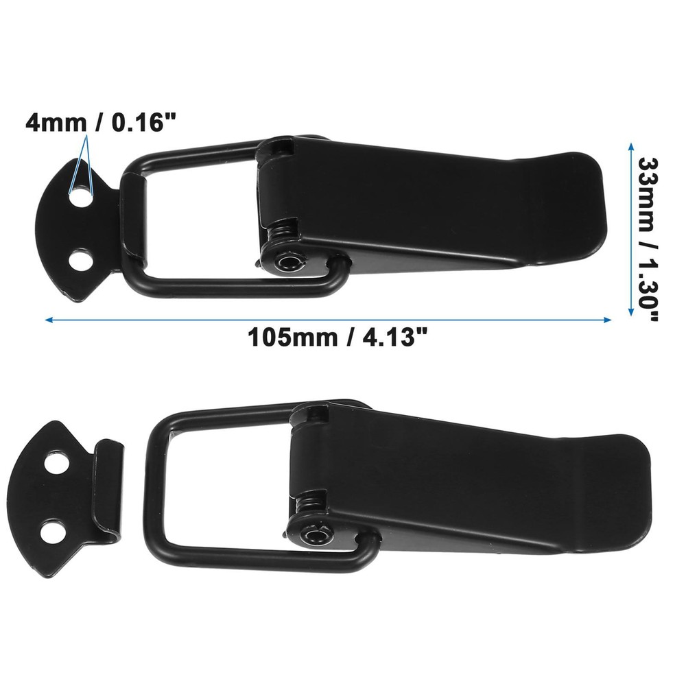 Car Trunk Bumper Security Hook Lock Clips Quick Release Hook Black 105x33mm 2pcs