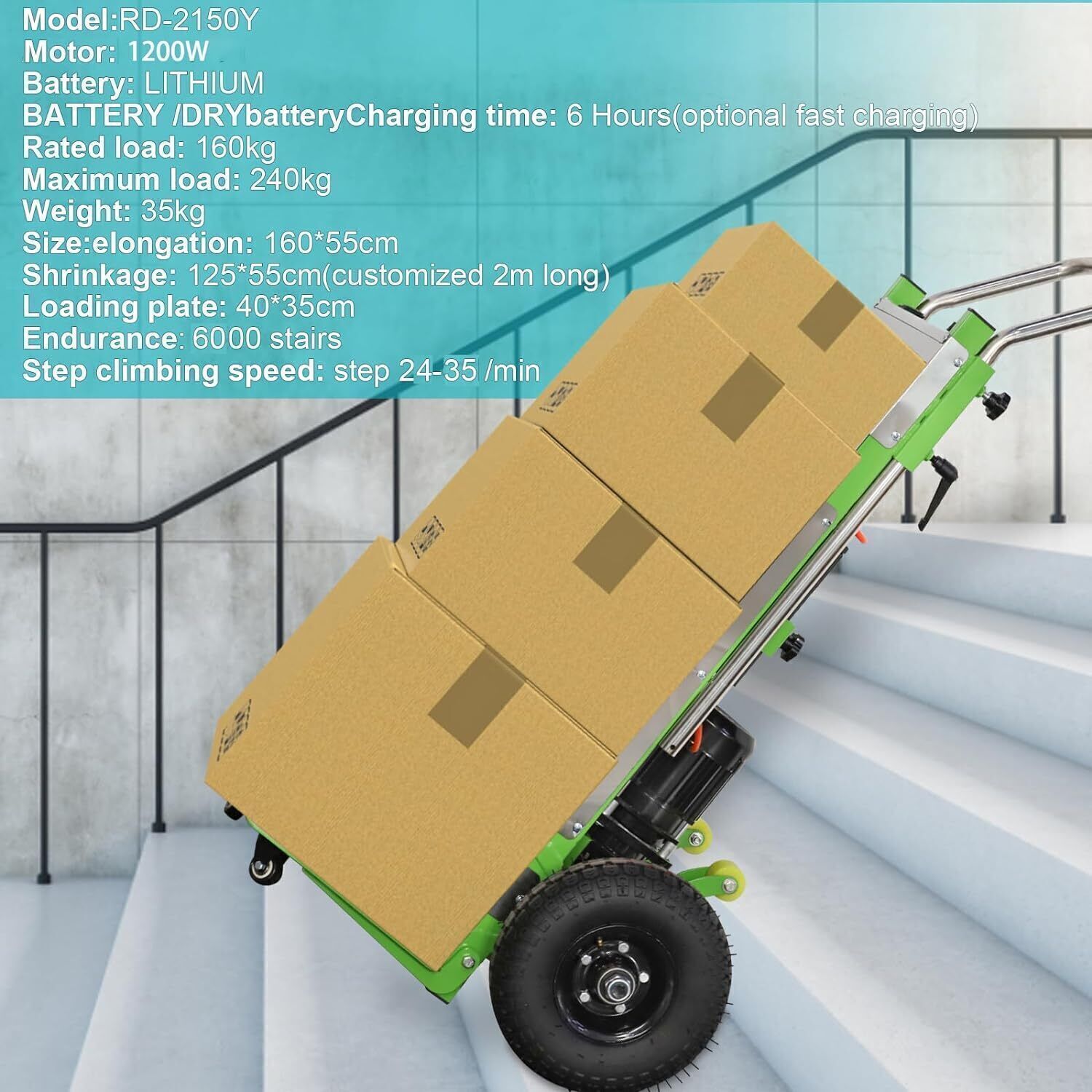 Electric Stair Climbing Hand Trucks Dolly Cart for Moving 880lb Max Capacity US