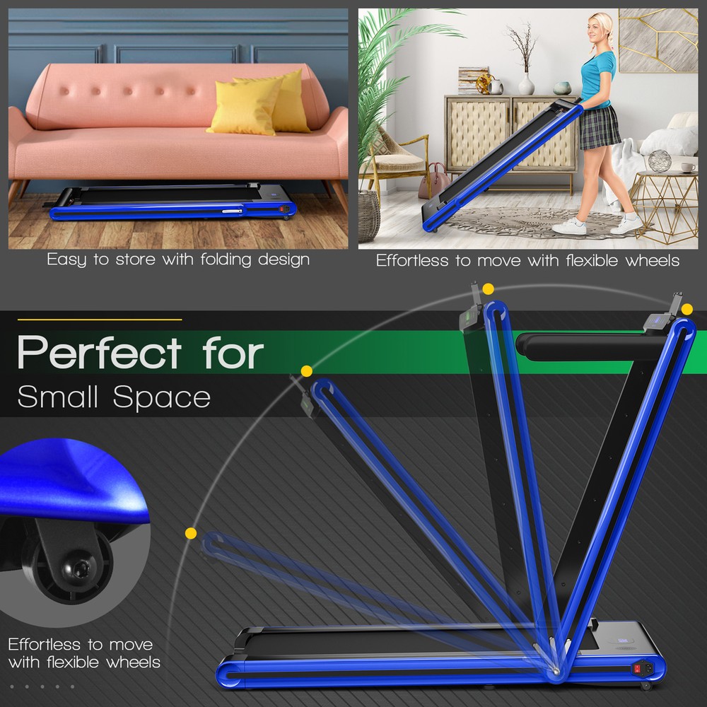 2.25HP Folding Treadmill 2-in-1 Walking Running Machine w/ APP & Remote Control