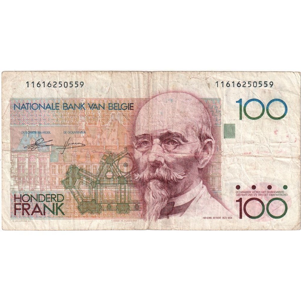[#335808] Belgium, 100 Francs, VF