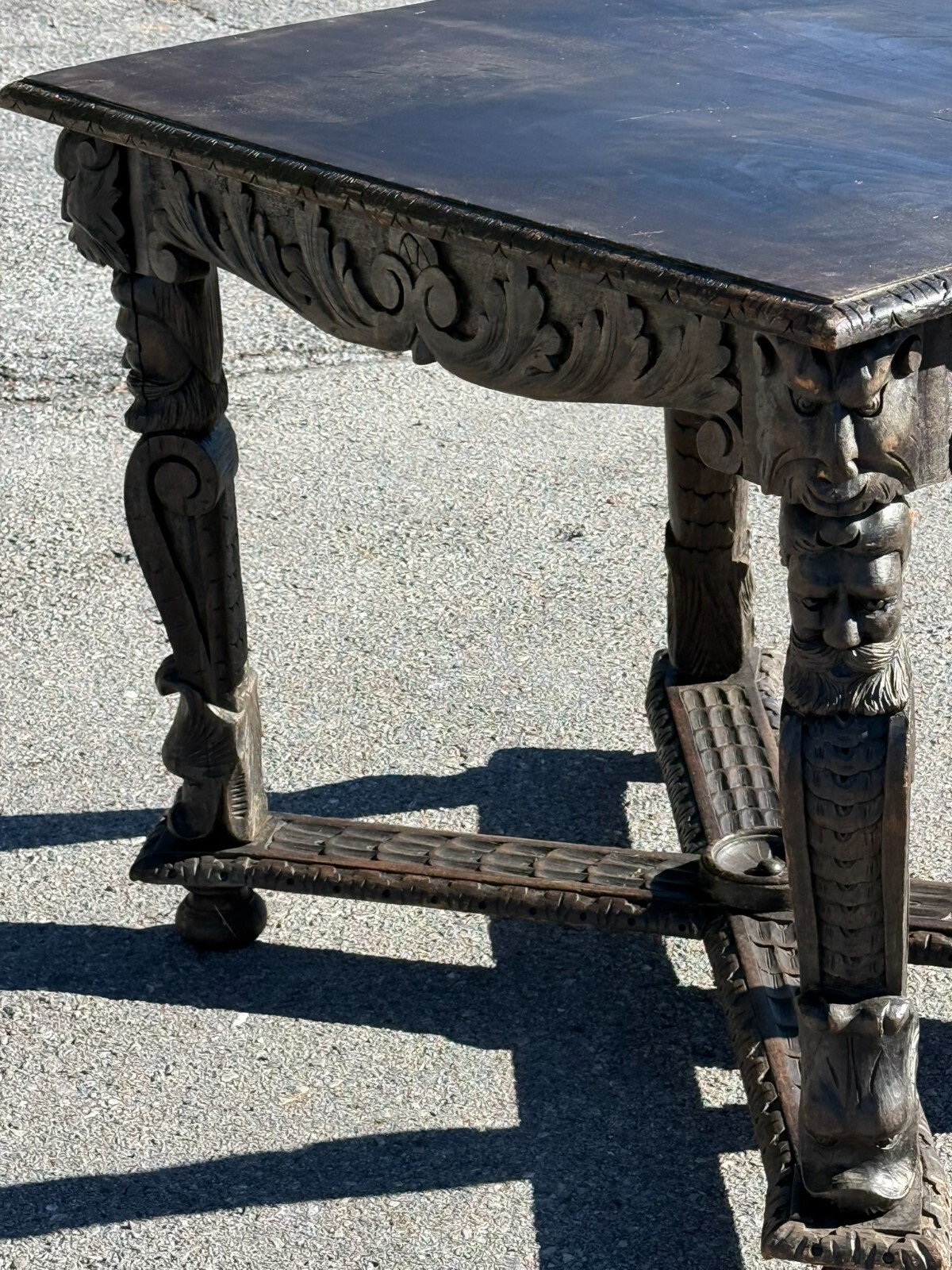 Antique 1800s carved black forest baroque Rennaissance table Carved Victorian