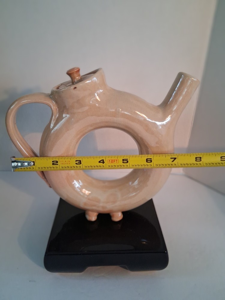 Donut Shaped Teapot w/ Lid; Handmade;